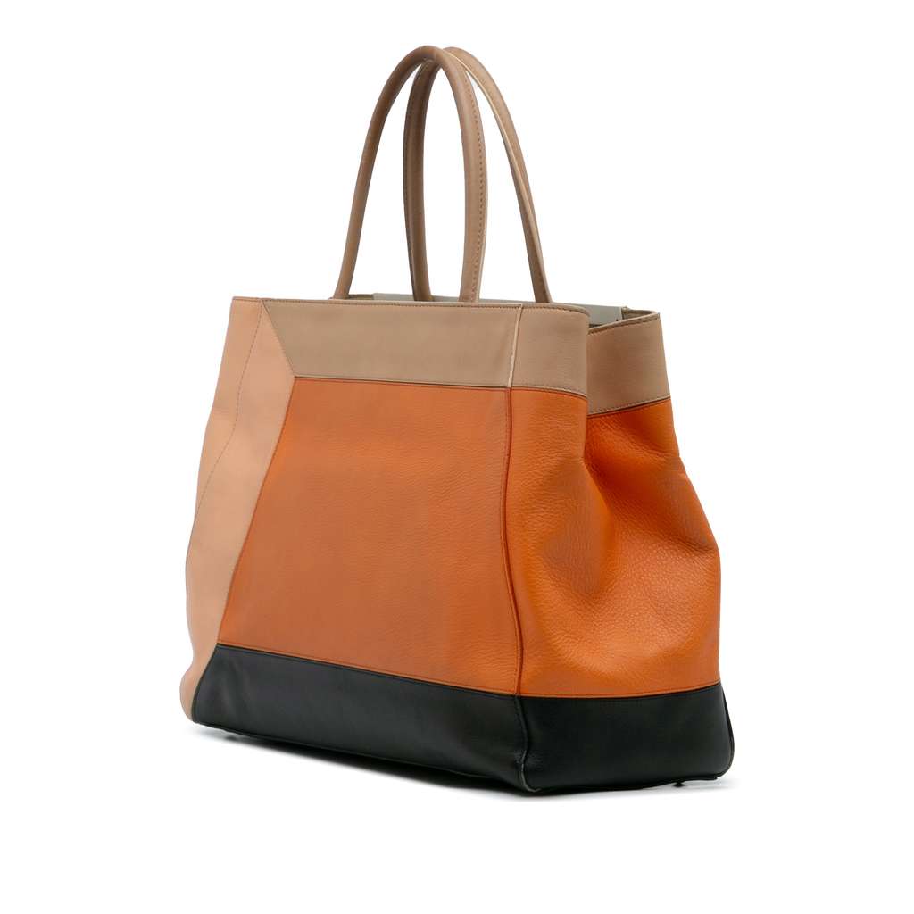 Fendi Medium Multicolor Calfskin Colorblock Regular 2Jours Tote - Back view