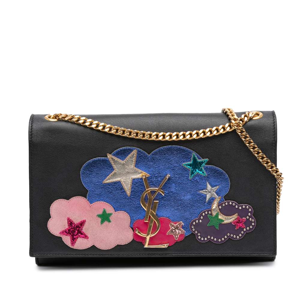 Saint Laurent Medium Lambskin Cloud Star Patchwork Monogram Kate Crossbody