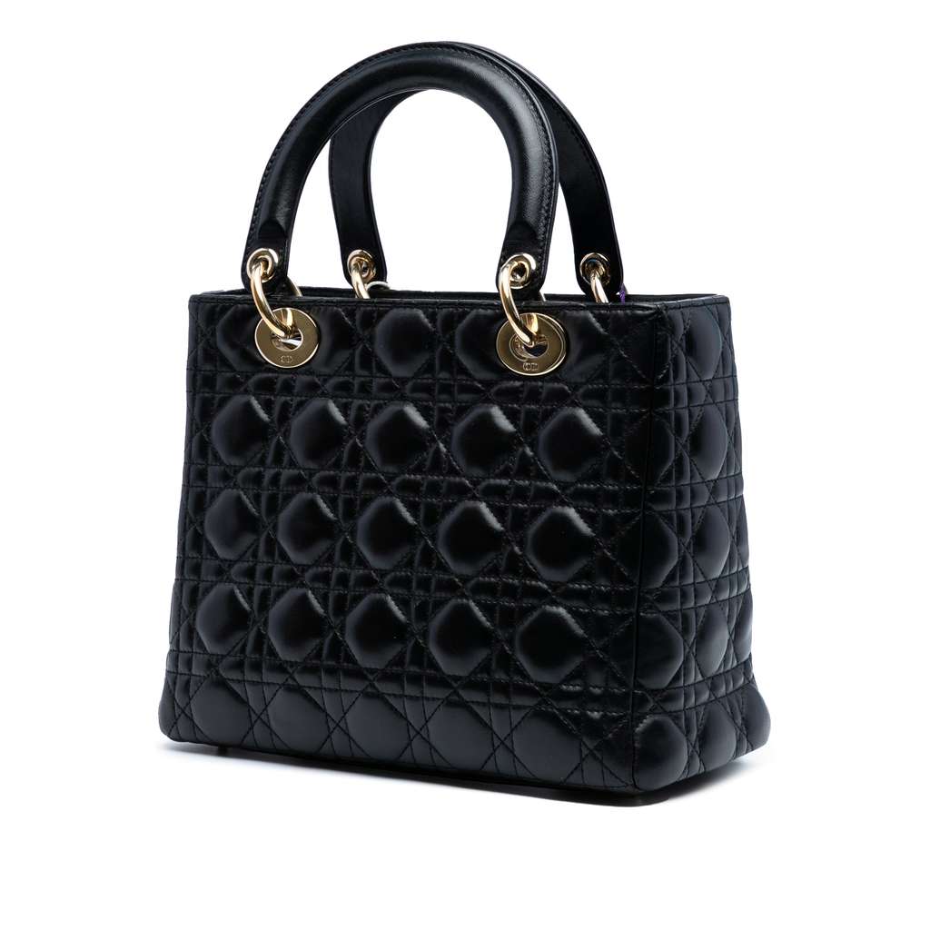 Dior Medium Lambskin Cannage Pearl Lady Dior - Back view