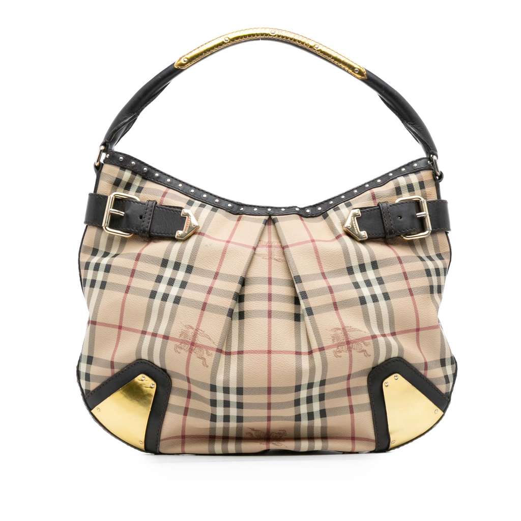Burberry Haymarket Check Coated Canvas Hobo Bag
