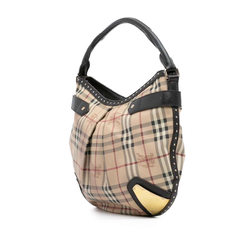 Burberry Haymarket Check Coated Canvas Hobo Bag - Back view