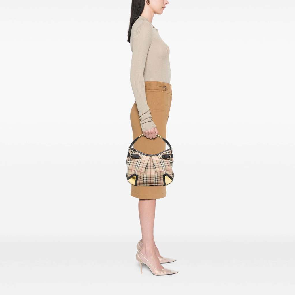Burberry Haymarket Check Coated Canvas Hobo Bag - Image 13