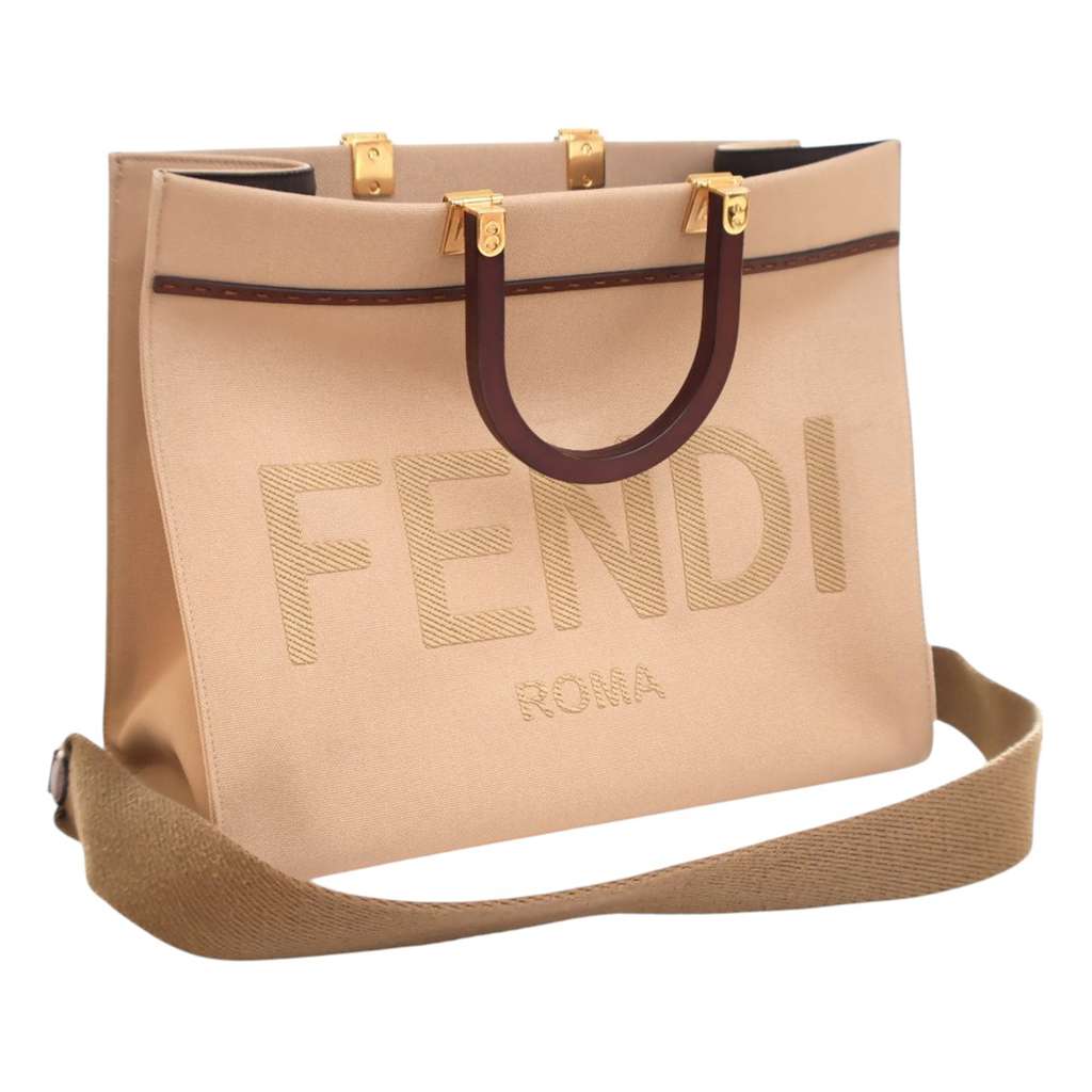 Fendi Medium Canvas Sunshine Shopper Tote - Back view