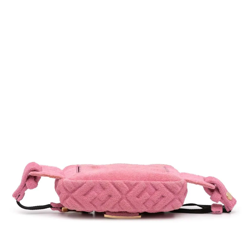 Fendi Embossed Terry Cloth FF 1974 Convertible Belt Baguette Pink Cotton Very good - Inside View