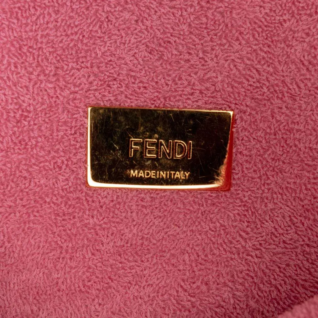 Fendi Embossed Terry Cloth FF 1974 Convertible Belt Baguette Pink Cotton Very good - Box View