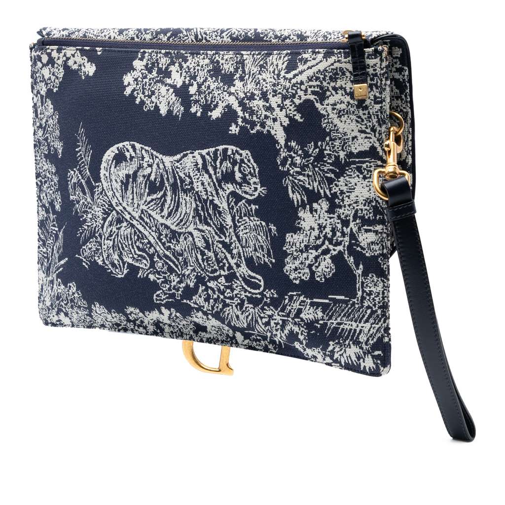 Dior Canvas Reverse Embroidered Toile de Jouy Clutch - 2