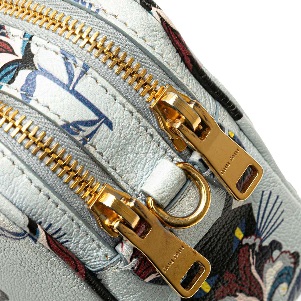 Miu Miu Goatskin Madras Cat Print Double Zip Crossbody - Image 13