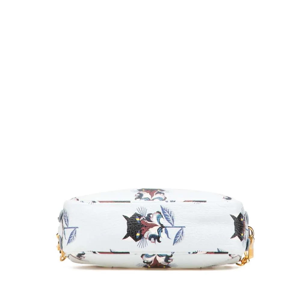 Miu Miu Goatskin Madras Cat Print Double Zip Crossbody Blue Leather Good - Inside View