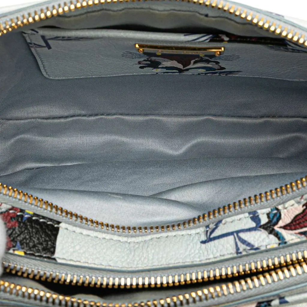 Miu Miu Goatskin Madras Cat Print Double Zip Crossbody Blue Leather Good - Box View