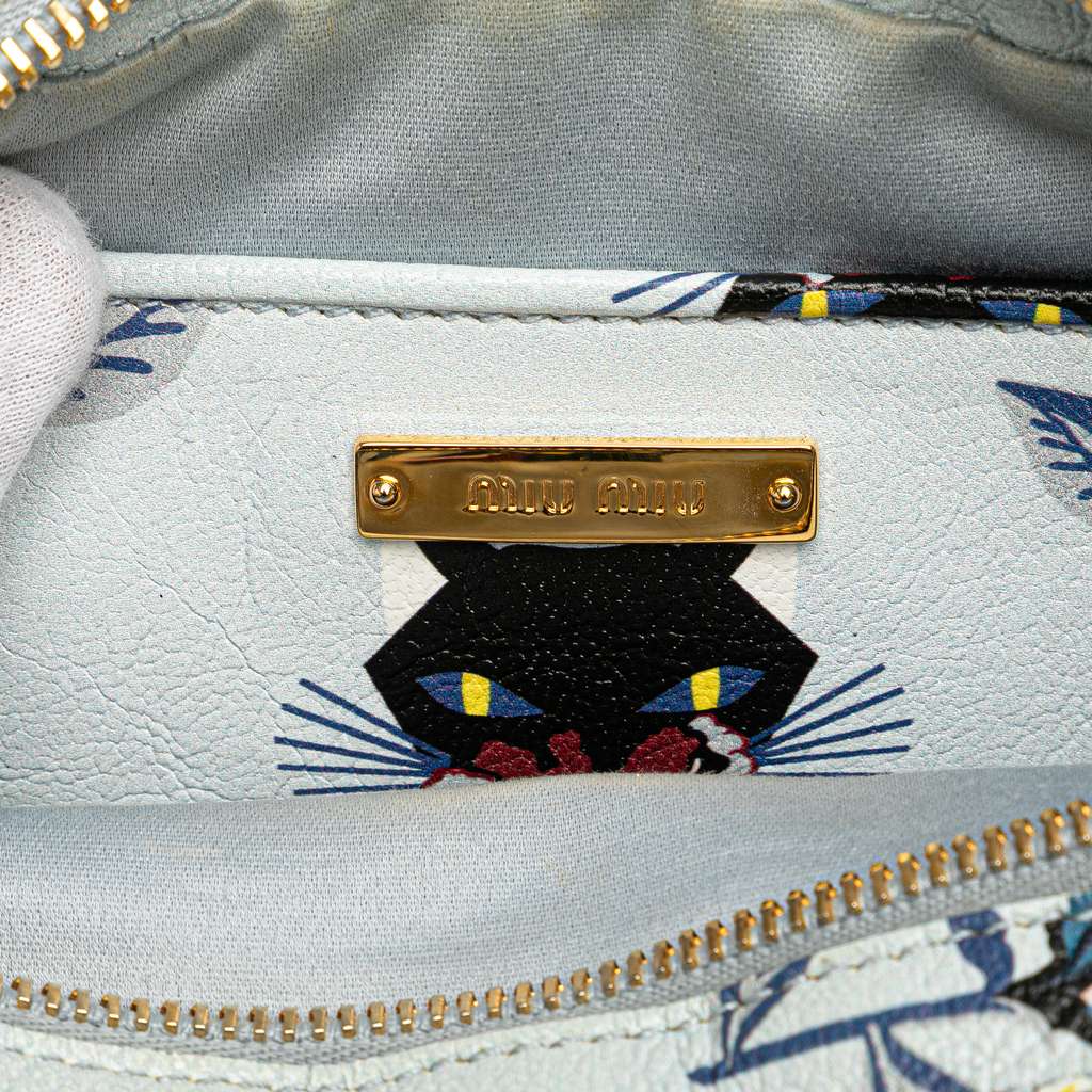 Miu Miu Goatskin Madras Cat Print Double Zip Crossbody - Detail 1