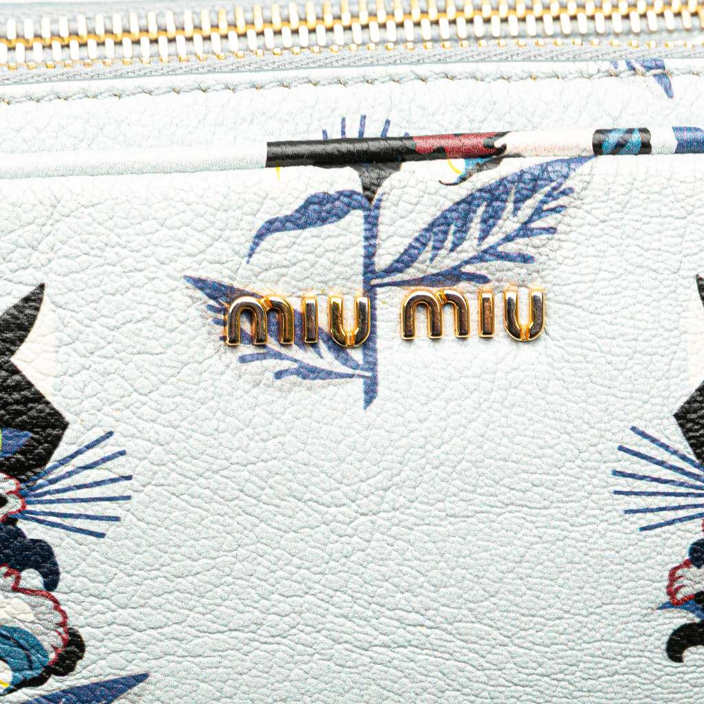 Miu Miu Goatskin Madras Cat Print Double Zip Crossbody - Image 11