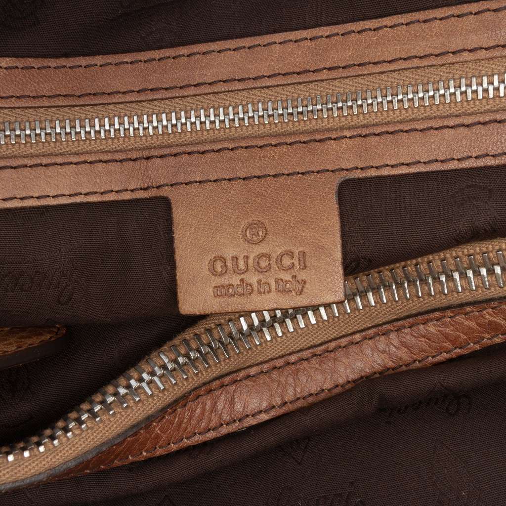 Gucci Guccissima Trimmed Leather Bamboo Libeccio Tote - Side view