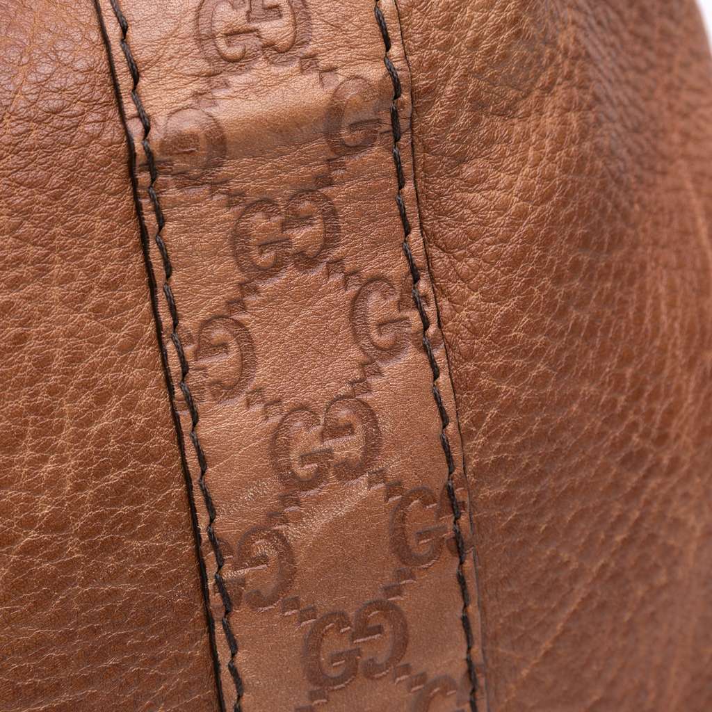 Gucci Guccissima Trimmed Leather Bamboo Libeccio Tote - Image 12