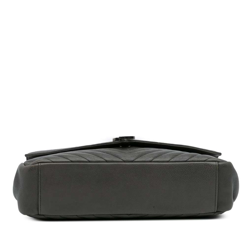 Saint Laurent Large Chevron Sheepskin Monogram College Bag - 3