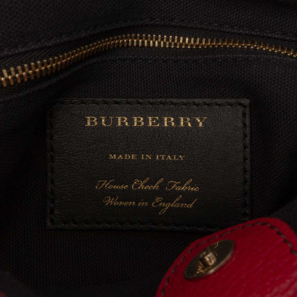 Burberry Medium Leather and House Check Banner Satchel - Side view