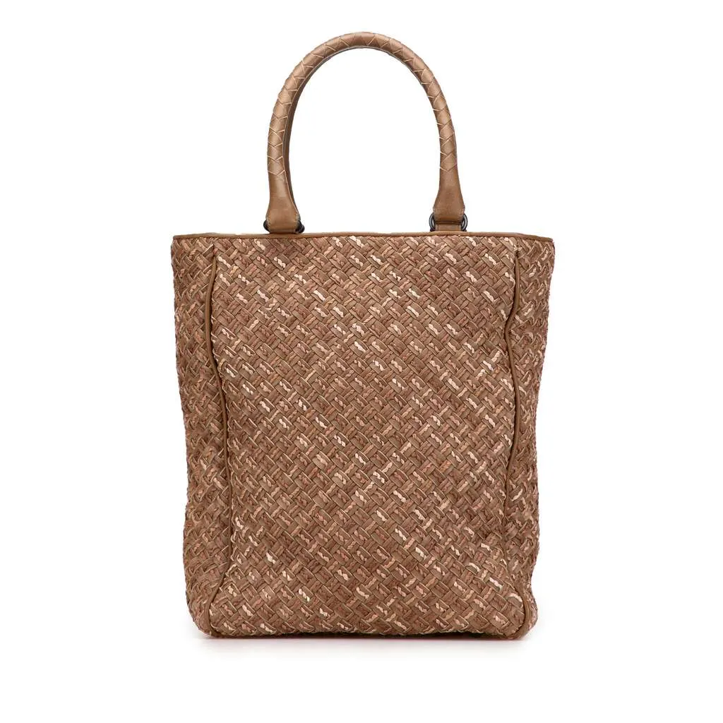 Bottega Veneta Calfskin Intrecciato Paglia Tote Brown Leather Very good - Front View