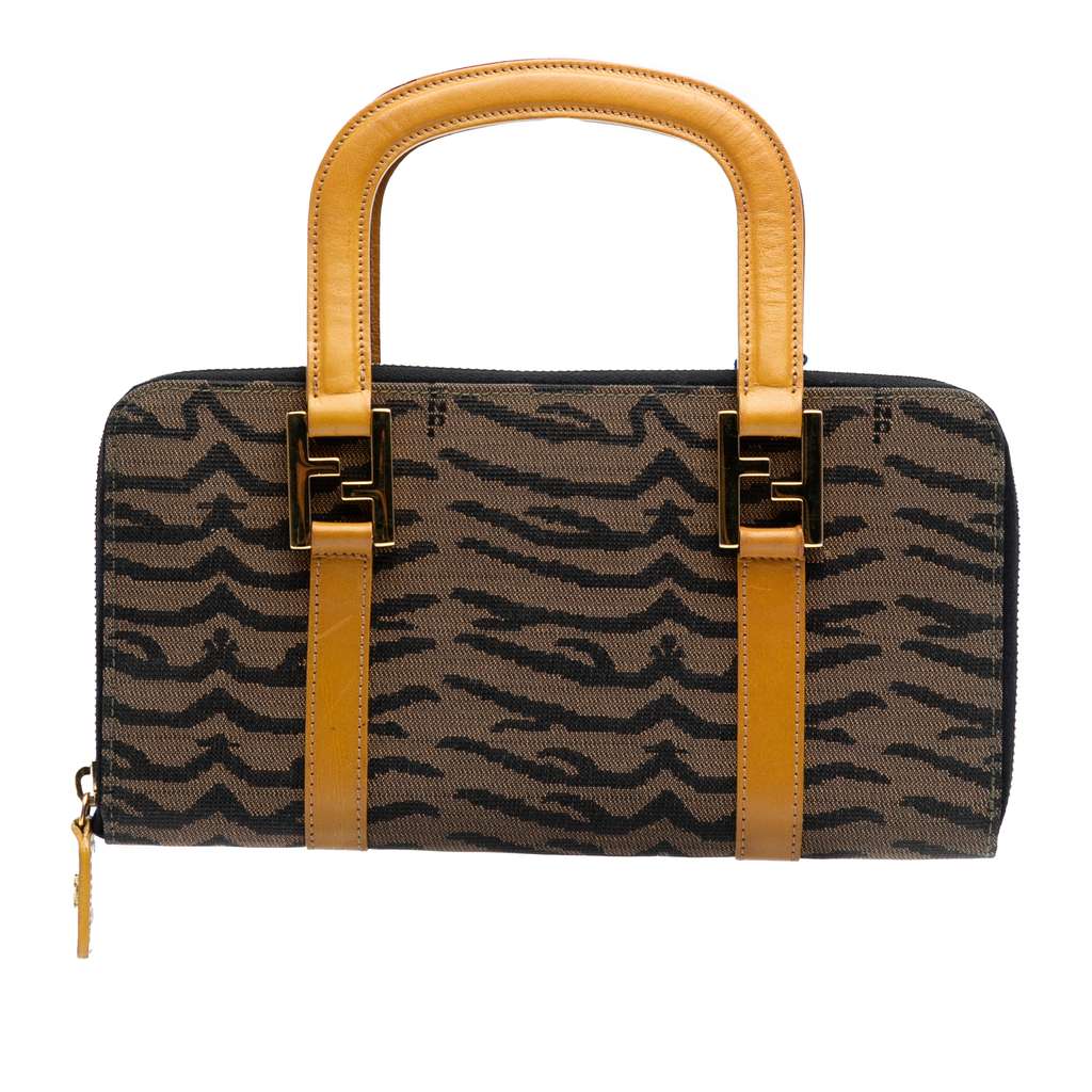 Fendi Zebra Print Canvas Twins Handbag