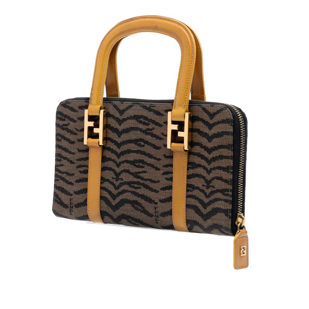 Fendi Zebra Print Canvas Twins Handbag - Back view
