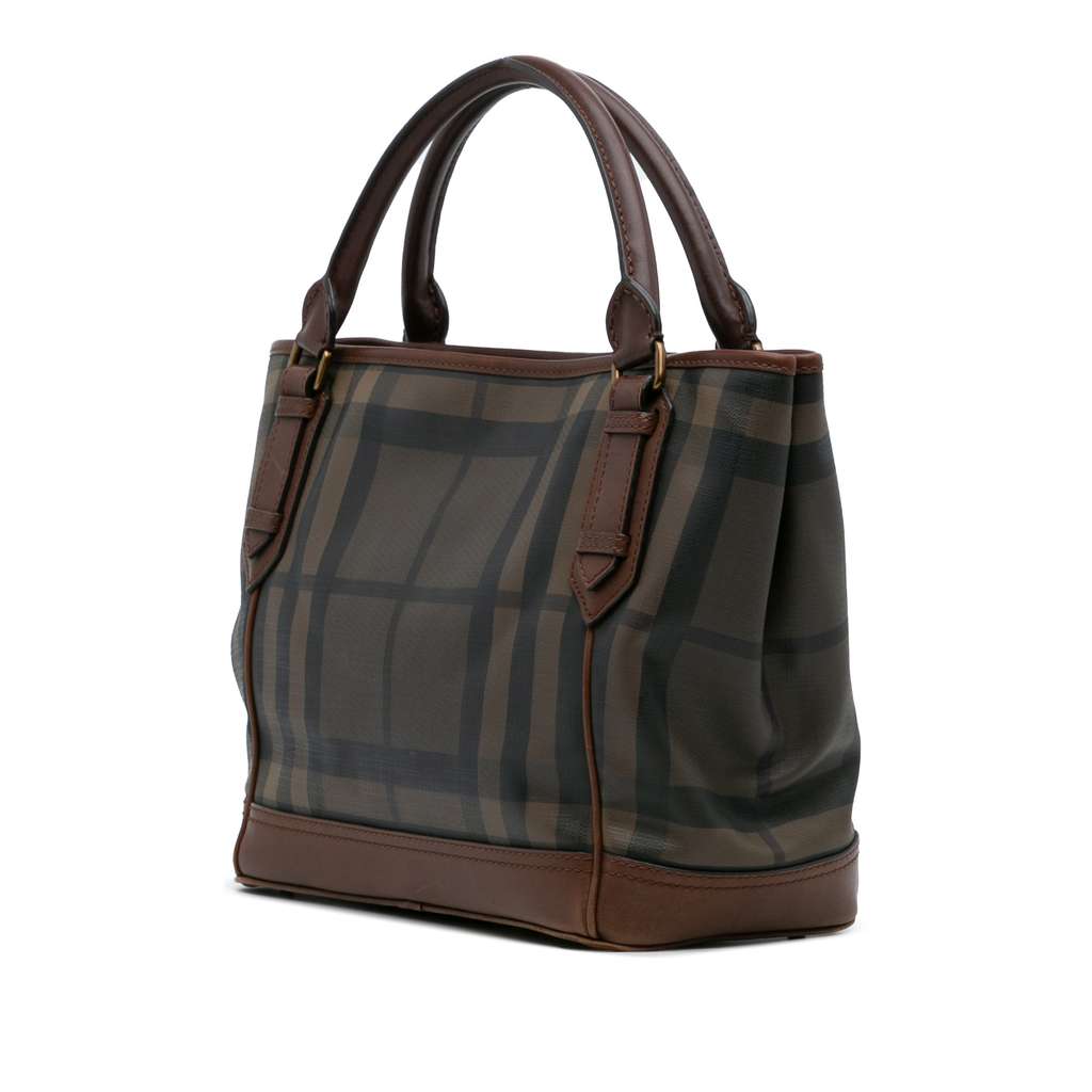 Burberry Smoked Check Coated Canvas Handbag - Back view