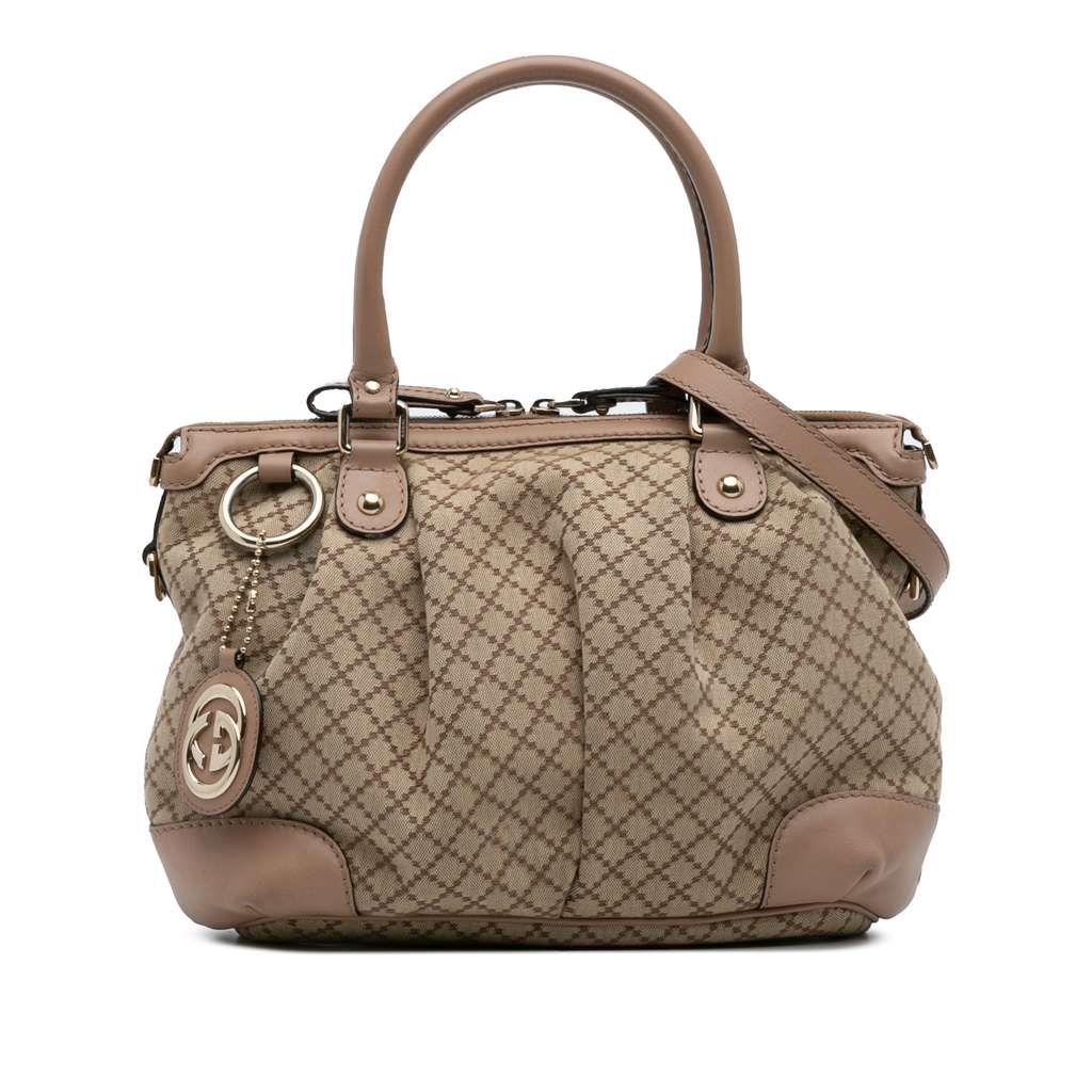 Gucci Diamante Canvas Sukey Satchel