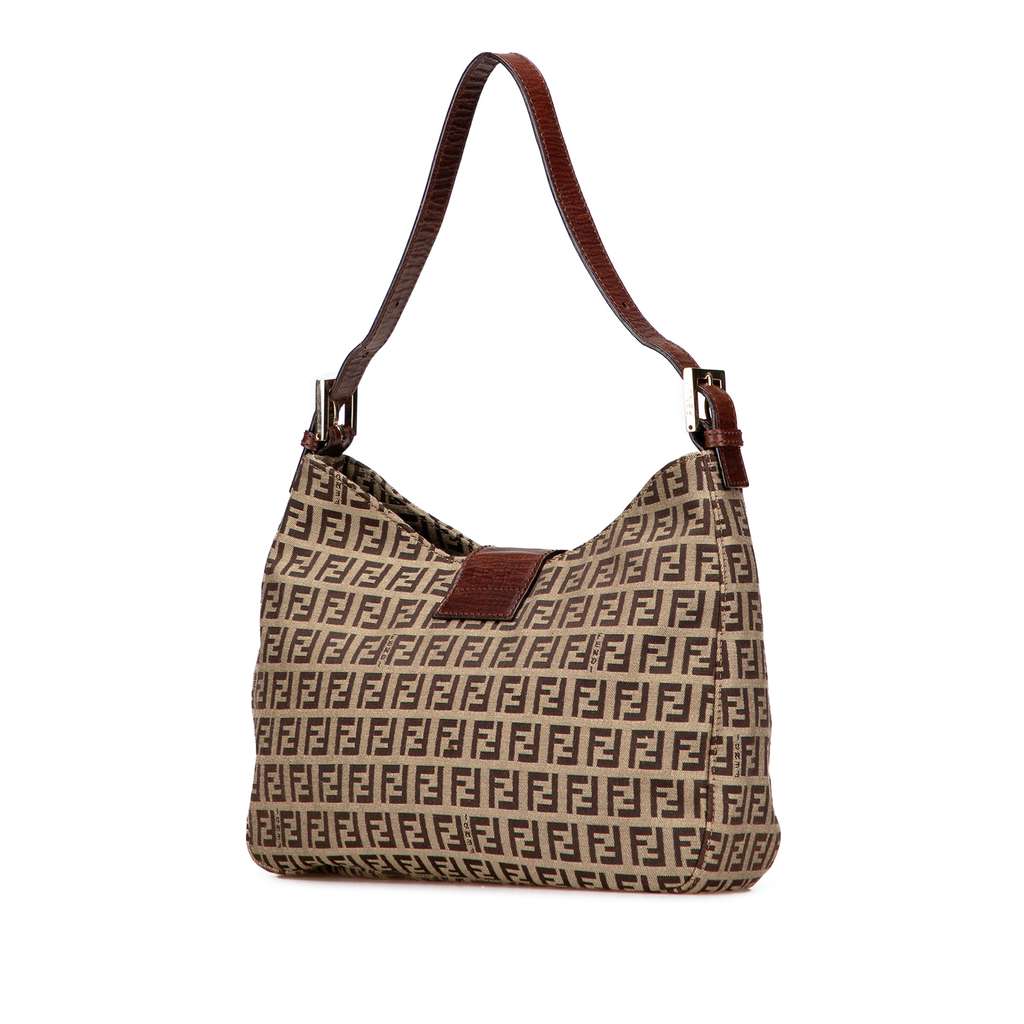 Fendi Zucchino Canvas Shoulder Bag - Back view