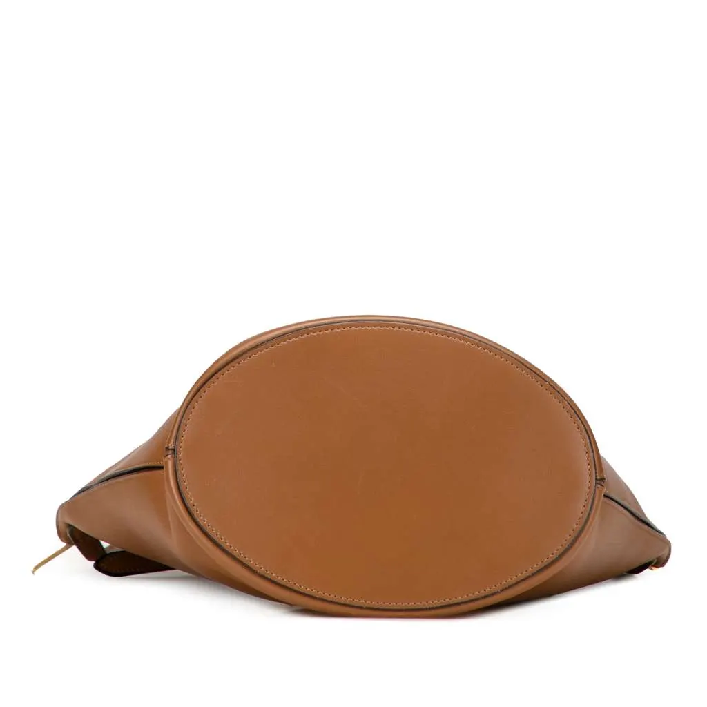 Celine Smooth Calfskin Clasp Bucket Bag Brown Leather Good - Inside View