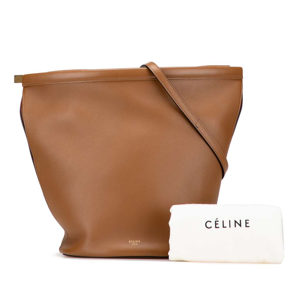 Celine Smooth Calfskin Clasp Bucket Bag - Image 12