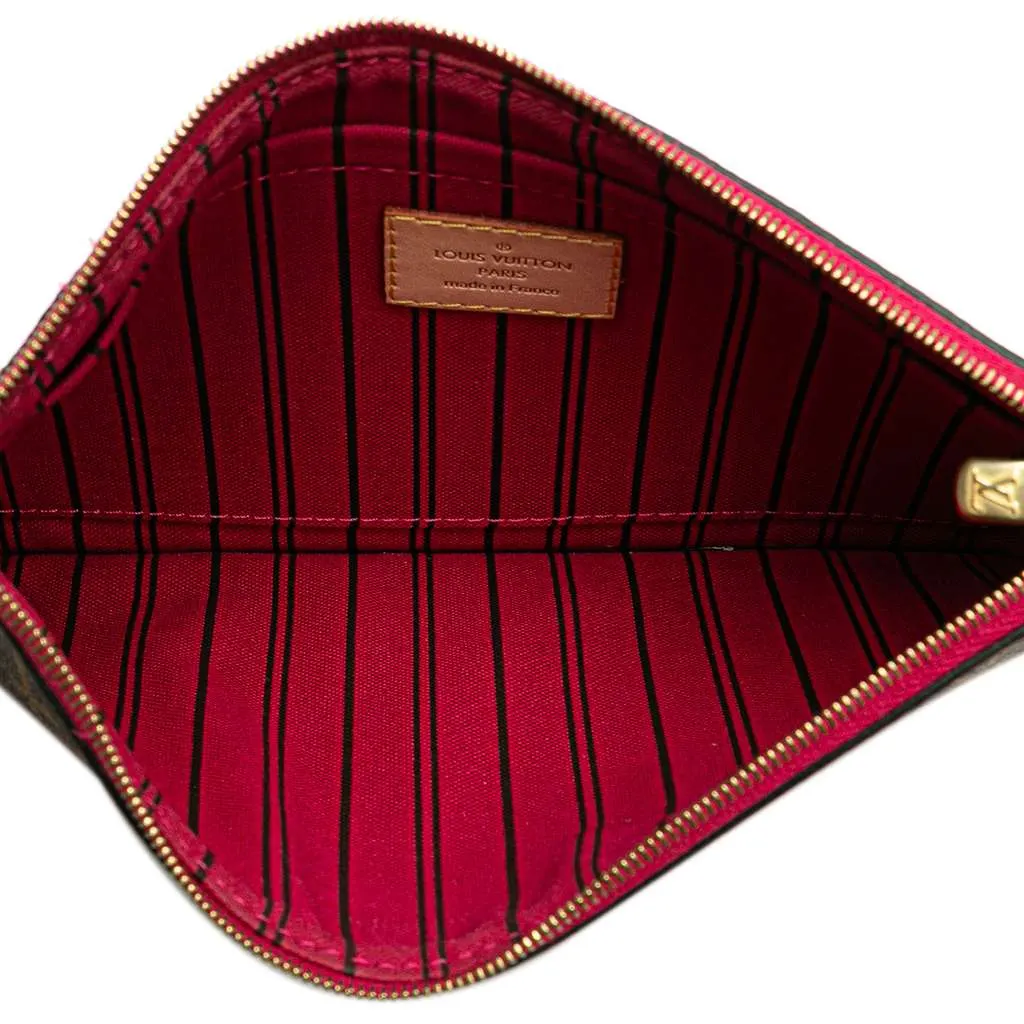Louis Vuitton Monogram Neverfull Pouch Brown Good - Model View