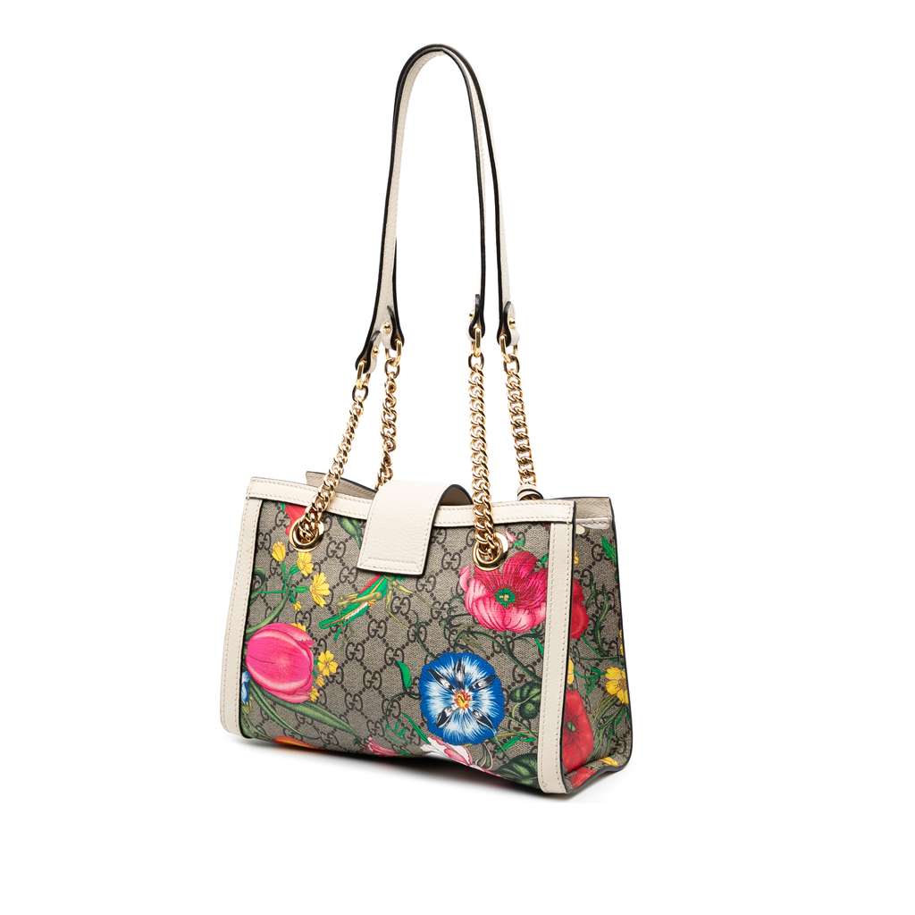 Gucci Small GG Supreme Flora Padlock Tote - 2
