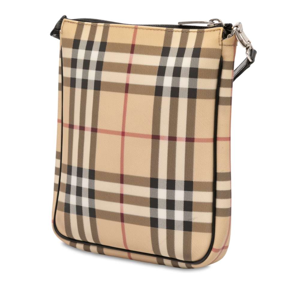 Burberry House Check Coated Canvas Crossbody - Back view