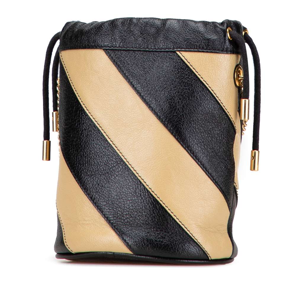 Gucci Mini Calfskin Diagonal Striped Zumi Bucket Bag - Back view