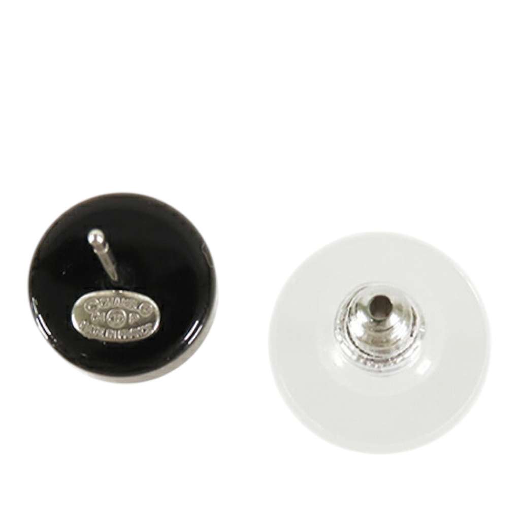 Chanel CC Resin and Gold Plated Stud Button Push Back Earring - 4