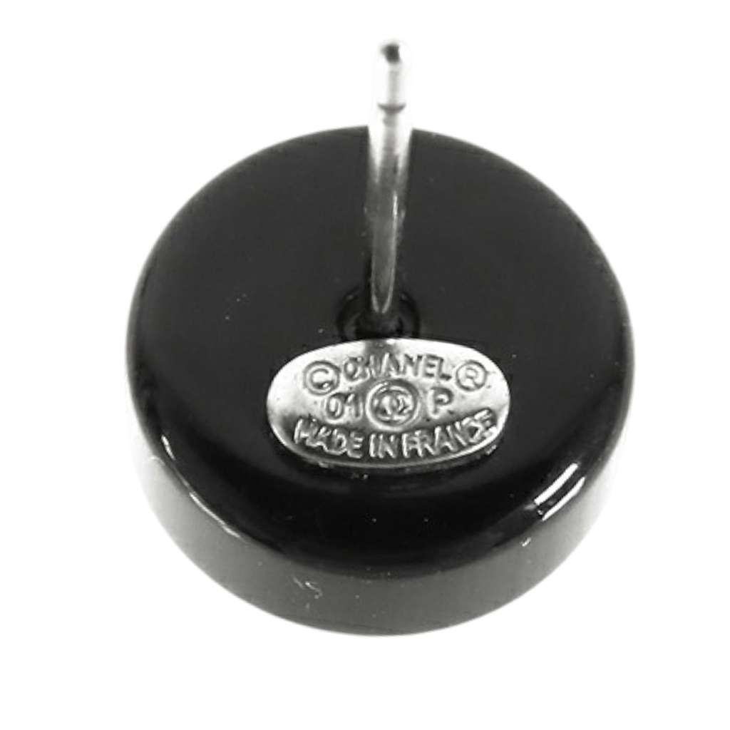 Chanel CC Resin and Gold Plated Stud Button Push Back Earring - Side view