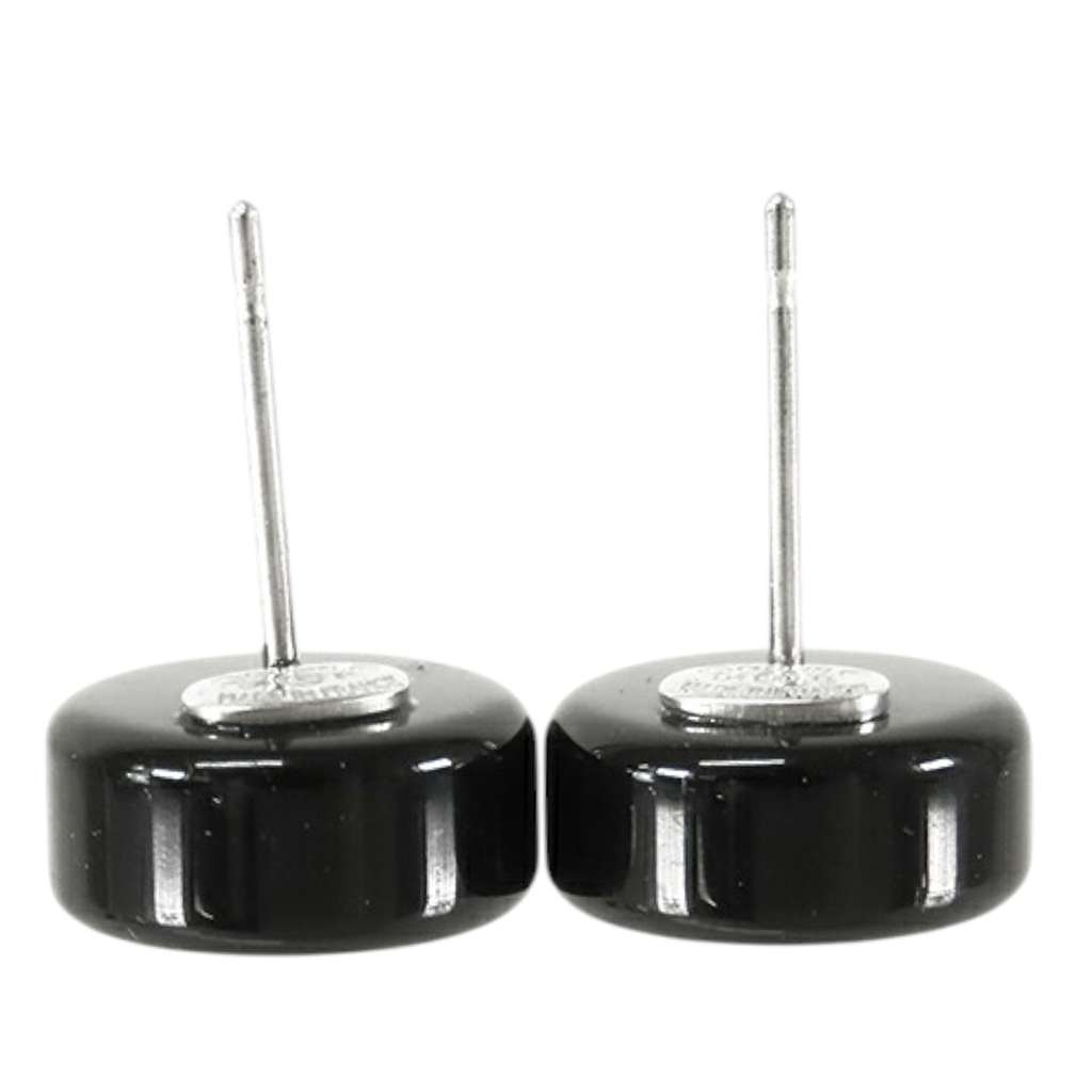 Chanel CC Resin and Gold Plated Stud Button Push Back Earring - Detail 1