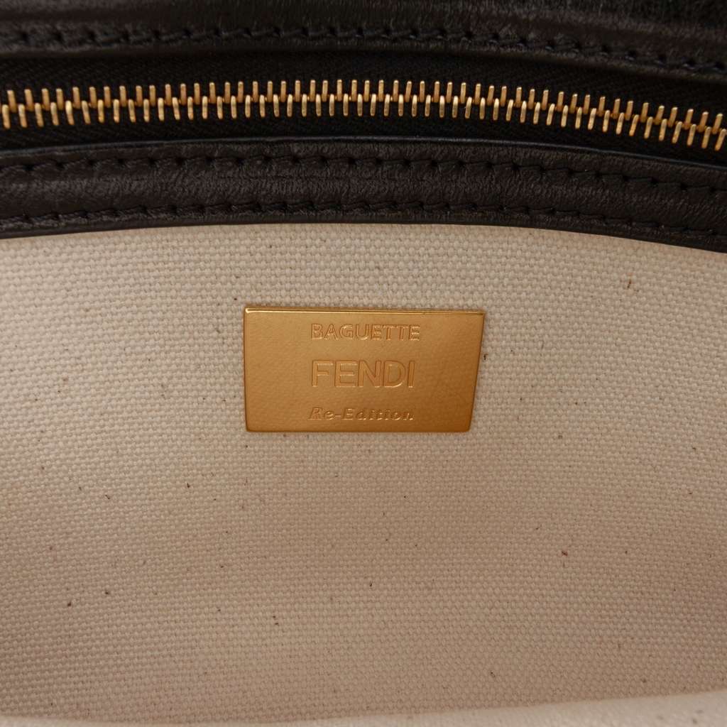 Fendi Chinese Valentines Day Zucca Embroidered Canvas Baguette Satchel - Side view