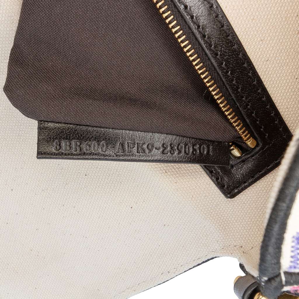 Fendi Chinese Valentines Day Zucca Embroidered Canvas Baguette Satchel - Detail 1