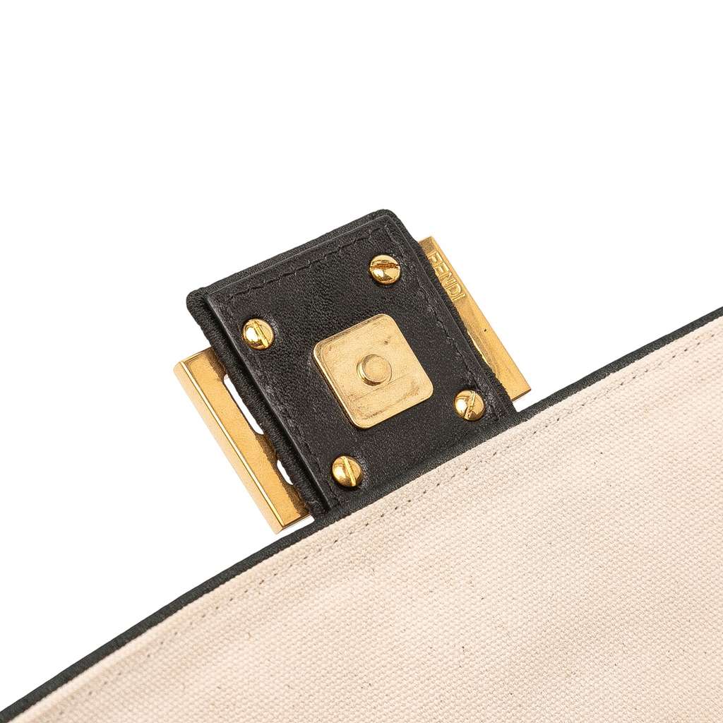 Fendi Chinese Valentines Day Zucca Embroidered Canvas Baguette Satchel - Detail 2