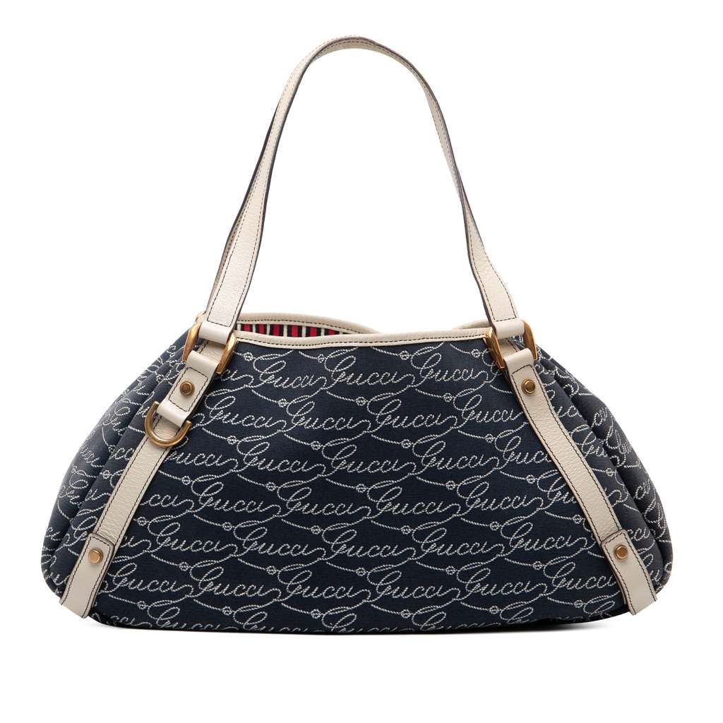 Gucci 85th Anniversary Canvas Logo Abbey D Ring Tote