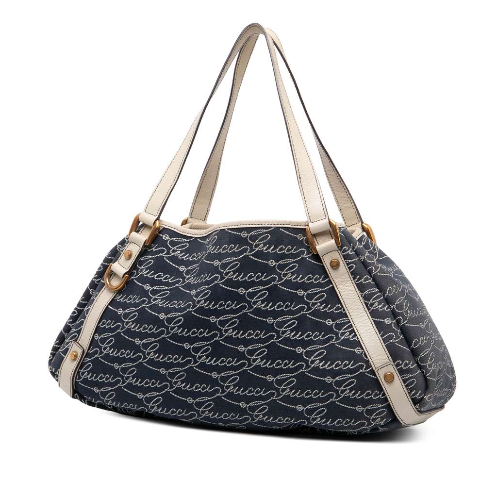 Gucci 85th Anniversary Canvas Logo Abbey D Ring Tote - Back view