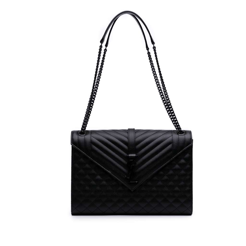Saint Laurent Large Grain De Poudre Triquilt Monogram Envelope Bag
