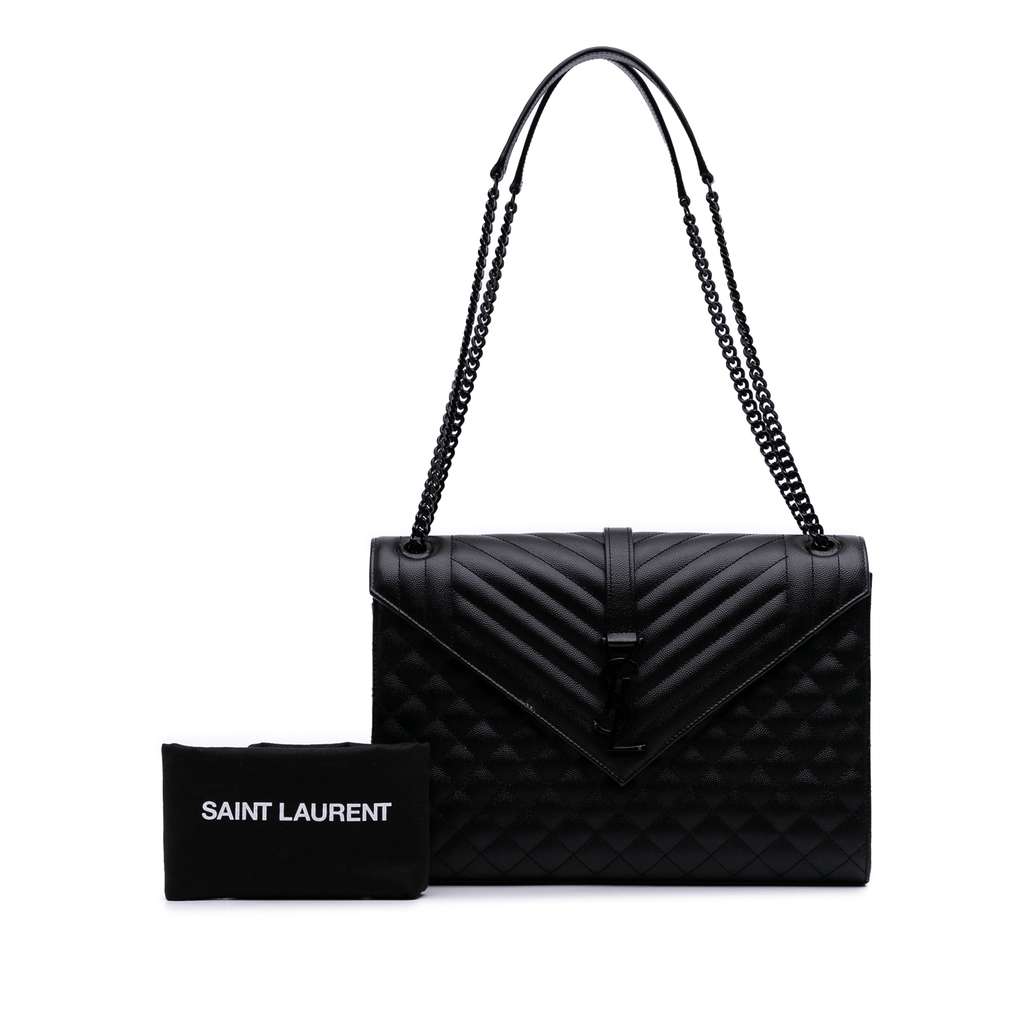 Saint Laurent Large Grain De Poudre Triquilt Monogram Envelope Bag - Image 14