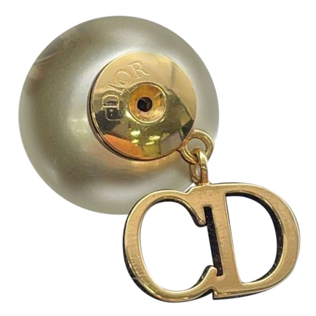 Dior Gold Plated Faux Pearl Logo and Star Tribales Drop Push Back Earrings - 4