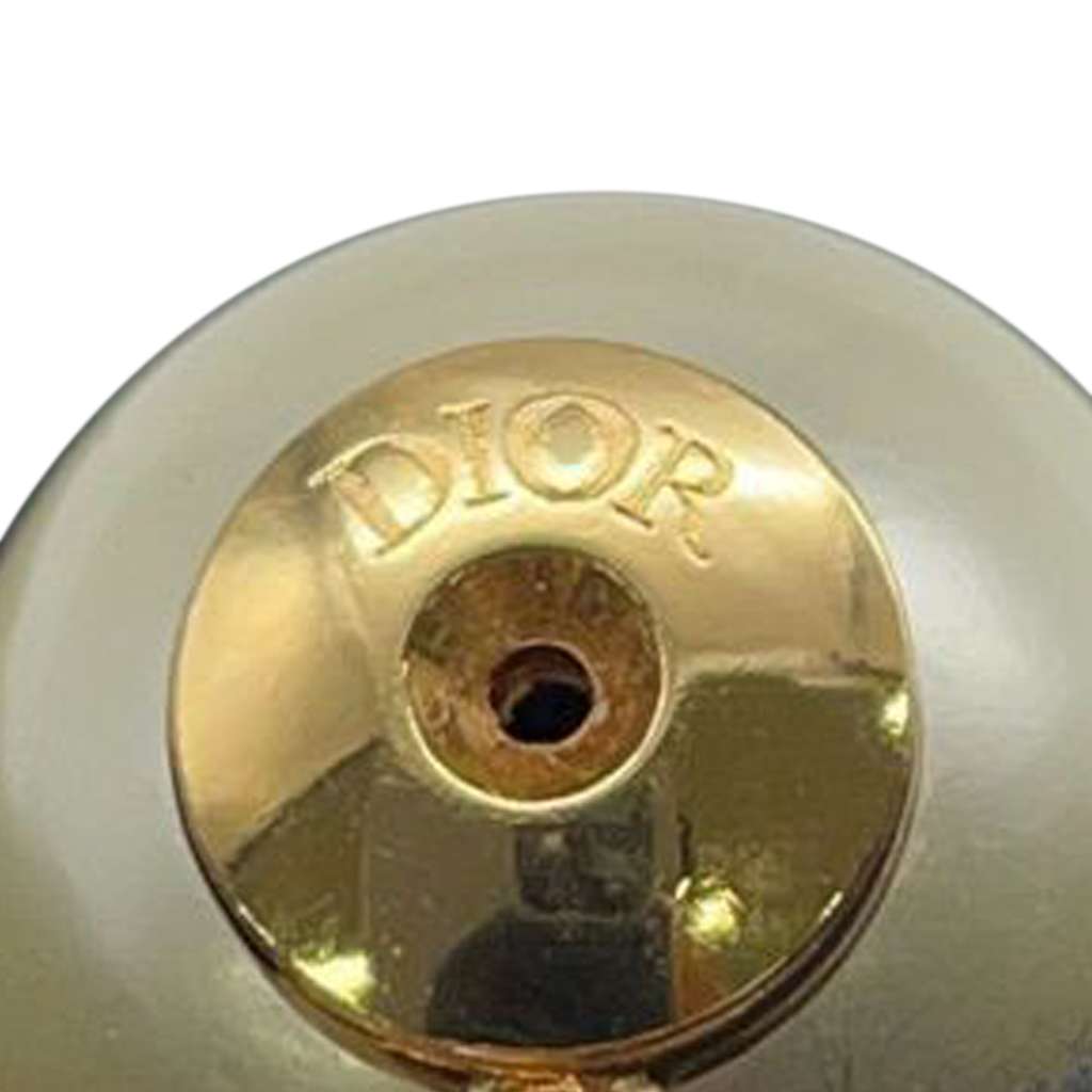 Dior Gold Plated Faux Pearl Logo and Star Tribales Drop Push Back Earrings - 5