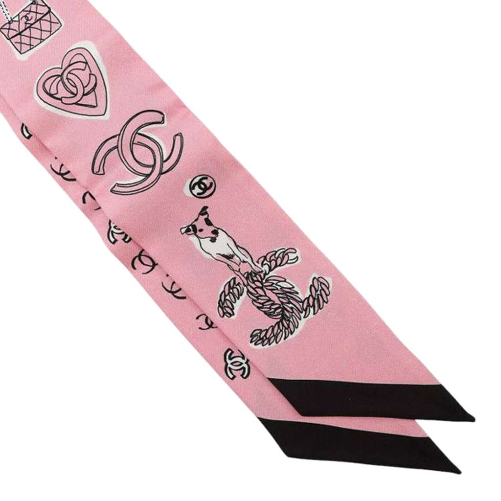 Chanel CC Printed Silk Slim Bandeau Scarf - 3