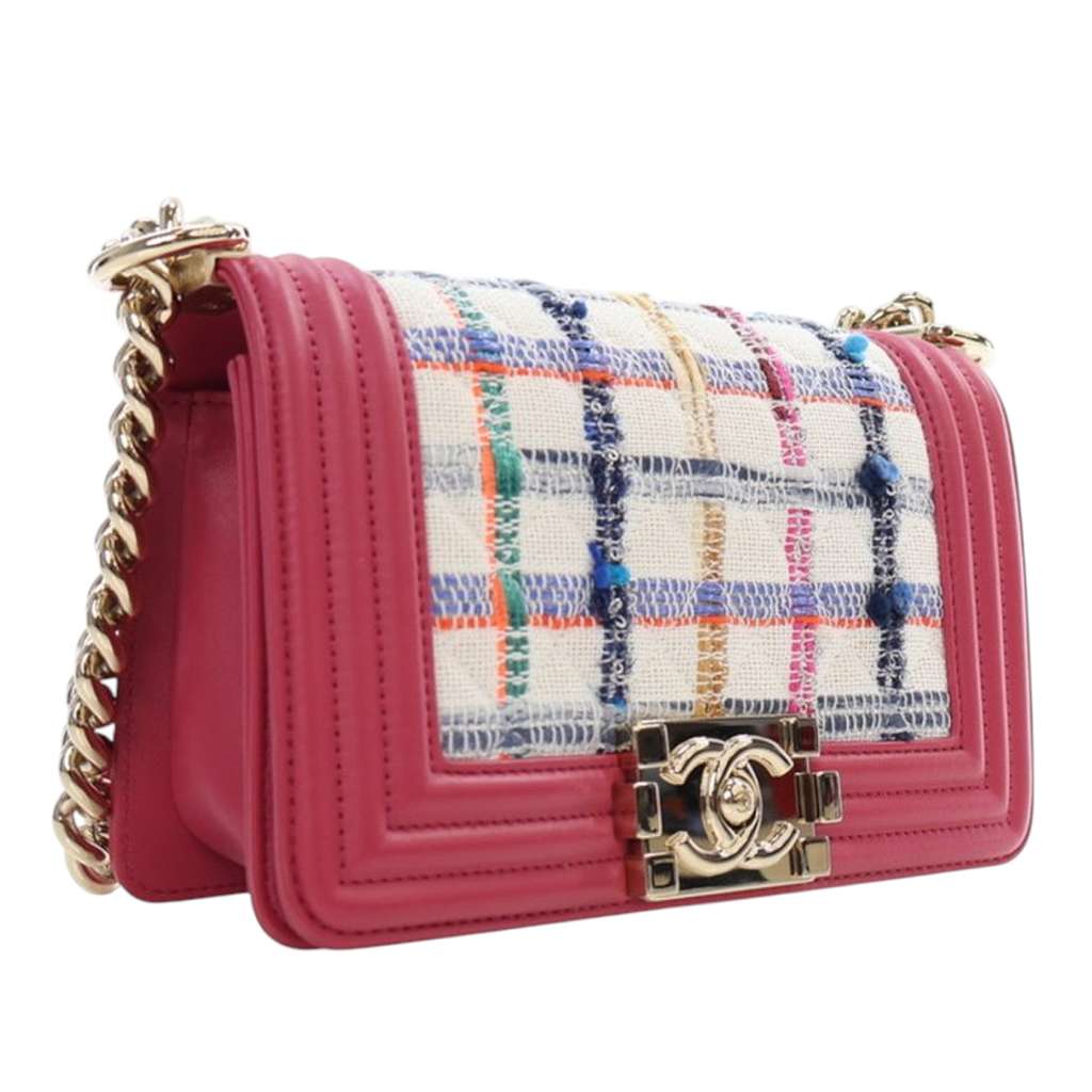 Chanel Small Tweed and Lambskin Boy Flap - Back view