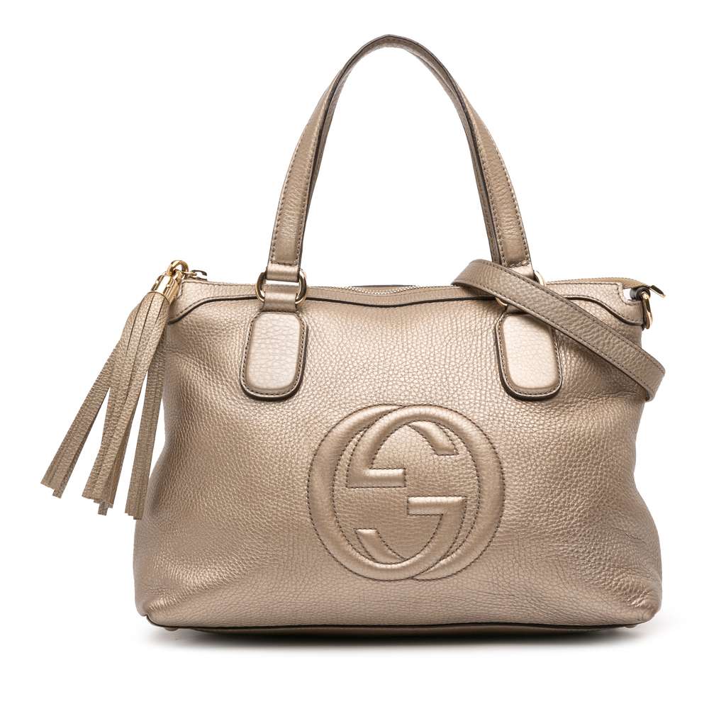 Gucci Small Metallic Leather Soho Working Satchel