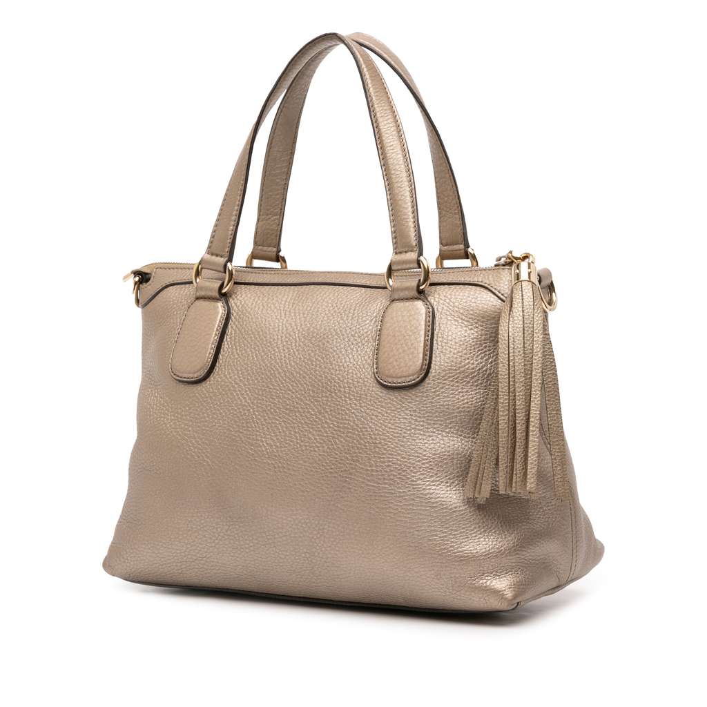 Gucci Small Metallic Leather Soho Working Satchel - Back view