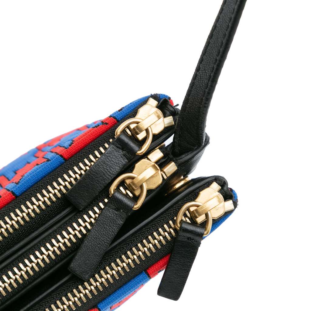 Celine Large Houndstooth Cotton Trio Crossbody - Image 11