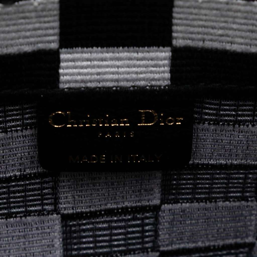 Dior Large Embroidered Canvas Checkered Book Tote - Side view