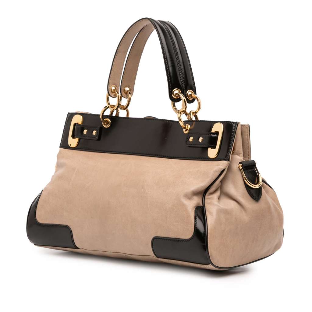 Balenciaga Patent Trimmed Lambskin Lune Satchel - 2